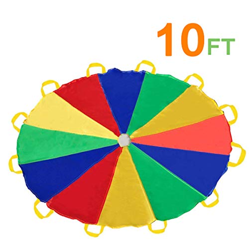 Sonyabecca Parachute Kids Play 10 Foot with 12 Handles for 8 12 Kids