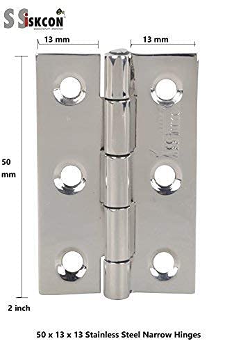 Ssiskcon 2 Inch 25 Piece Mini Hinges Cupboard Stainless Steel Folding Cabinet Door Hinges 2" X 1/2 X 1/2, 50X13X13 (150 Ss Screws) Mirror Polished, Sturdy, Silver, Durable, Fixed Pin - Pack Of 1 #TOP1
