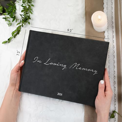 Image of Funeral Guest Book - Celebration of Life Guest Book with Rollerball Pen for Memorial Service - Funeral Memory Sign in Books for Over 300+ Guests - Funeral Decorations with In Loving Memory Table Sign