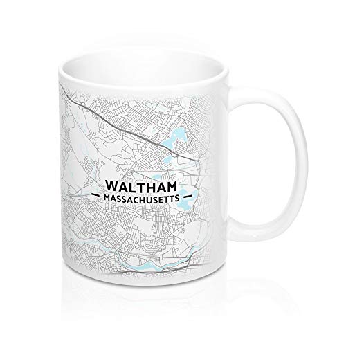 Taza con mapa de Waltham MA 11 oz miniatura 1