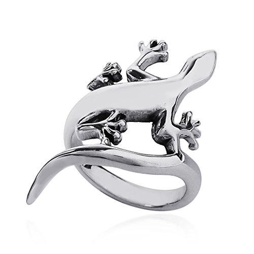 Aeravida Unique Long Tail Gecko-Lizard Wrap .925 Sterling Silver Ring | Adorable Wedding Rings For Women | Chic Comfort Fit Silver Rings For Women | Statement Fashion | Sterling Silver Rings Sizes (6) #TOP6