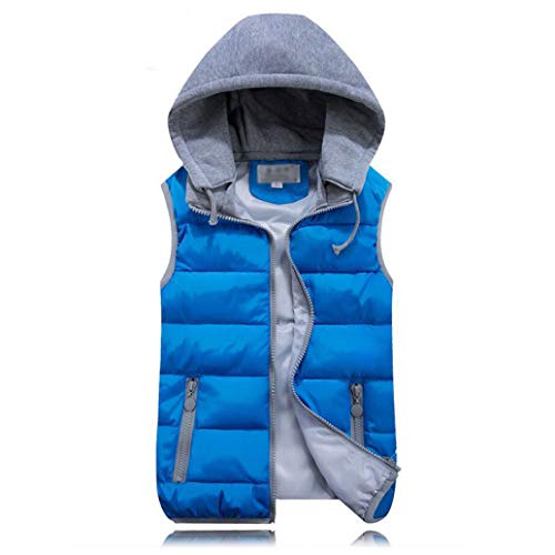 LVYING Women's Casual Winter Outerwear Waistcoat Quilted Padded Puffer Vest with Removable Hood Blue