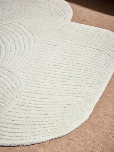 Image of Hand Tufted Wool Rug 6x8 Ft - Modern Irregular Shape Aesthetic Carpet, 1 Inch Thick Pile, Anti-Skid Backing, Soft Handmade Woolen Area Rug for Living Room, Bedroom, Hall Decor