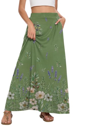 Image of Womens Maxi Skirt Long Flowy Summer A-Line High Waist Skirts