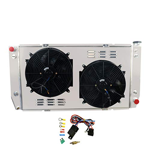 CoolingSky 3 Row All Aluminum Radiator +Fan Shroud Combo &Relay Kit for 1994-2000 Chevy GMC C/K 2500 3500 C6500 7.2L 7.4L Trucks