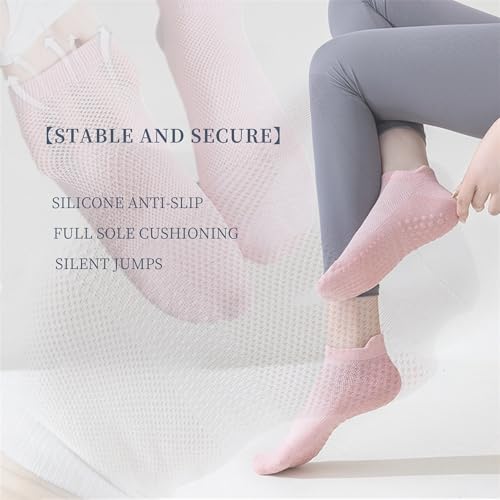 Image of Yoga Socks Women 5 Pairs Professional Sports Non-slip Silicone Running Women's Mesh Breathable Pilates Boat Socks, Medium