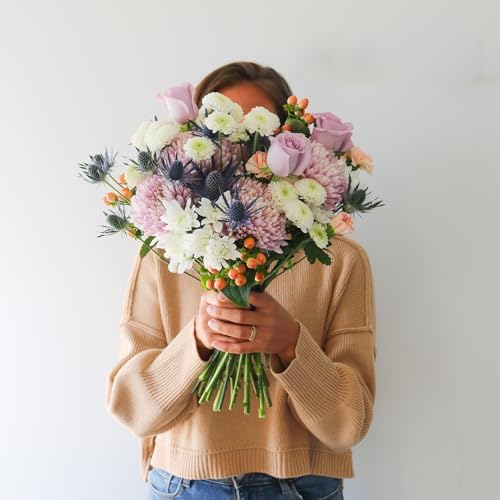 Callia Flowers - Soft Pastel Fresh Flower Bouquet (Deluxe Size) - Hand-Tied Fresh Cut with Vase, Fresh Flowers Delivery for Birthday, Sympathy, Get Well-Floral Arrangements with Local Delivery — view 4