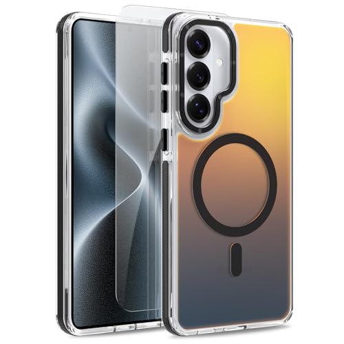 Image of Magnetic Case for Samsung Galaxy S26 Plus [Compatible with Magsafe] [Cute Fashion Fluorescent Design] [1 Screen Protector] Slim Translucent Matte Case for Galaxy S26 Plus 6.7 inch, Black