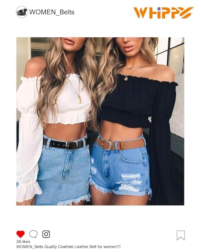 Image of WHIPPY Women Leather Belts for Jeans Pants Fashion Dress Belt for Women with Solid Pin Buckle