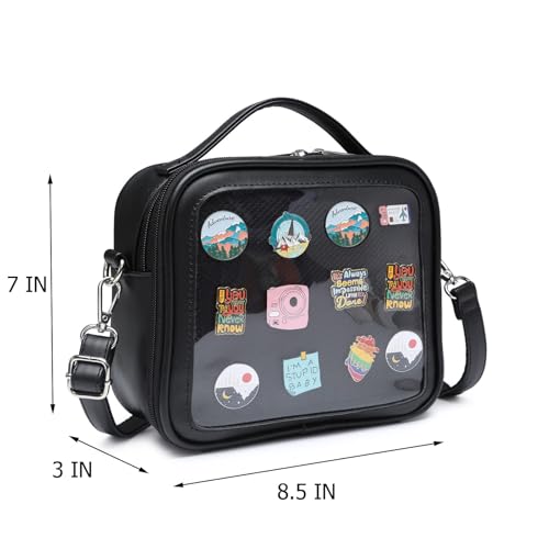 Image of Compact Square Ita Crossbody Purse Pin Display Messenger Shoulder Bag | Shoulder Bag Suits Cosplay And Daily Commutes