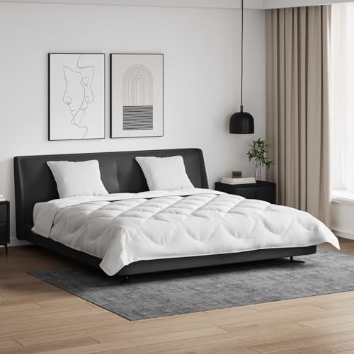 GeenYuu Edredón con almohada 3 piezas blanco microfibra 240 x 220 cm juego con 2 almohadas, transpirable, fácil de limpiar, hipoalergénico, suave, cálido para el invierno, moderno juego de dormitorio