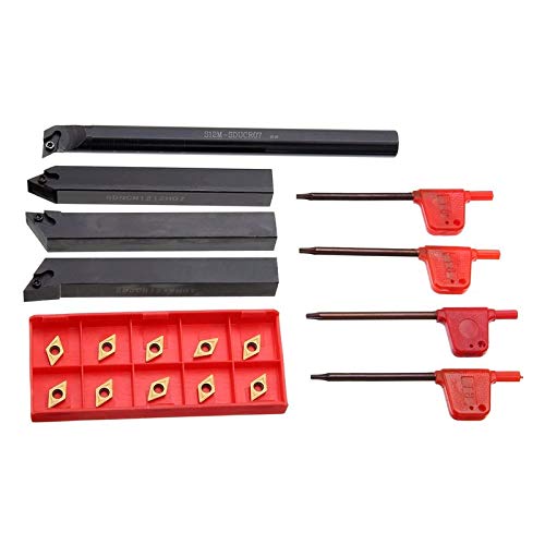 Set de 4 barras de torneado y 10 insertos carburo DCMT0702 miniatura 4