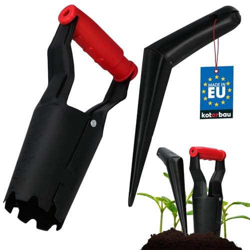 KOTARBAU® Blumenzwiebel Pflanzer - 23 cm - Blumenzwiebelpflanzer - Pikierstab - pulverbeschichteter Stahl - Pflanzhilfe - zum Setzen von Blumenzwiebeln - Schwarz - Gartenzubehör - Pflanzlochbohrer