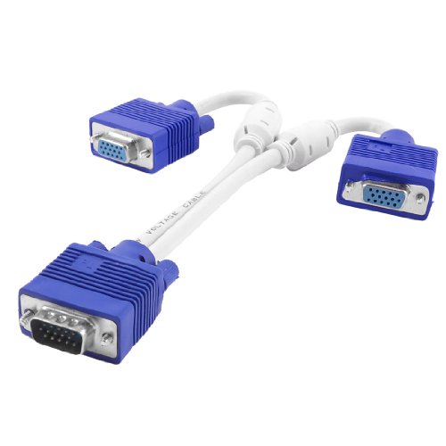 Uxcell Household Video 1 Male/2 Female Vga Adapter Cable Splitter Converter 25Cm/9.8" Blue #TOP10
