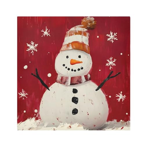 Servilletas de Tela Navidad Muñeco de Nieve Multicolor x6 miniatura 1