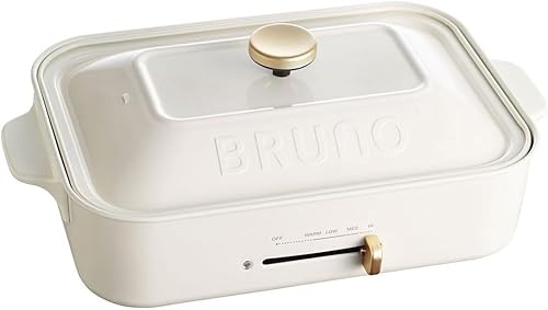 Bruno Compact Hot Plate + Takoyaki placa + ceramic-coated Pot + Placa para grill (4 piezas) (Blanco)