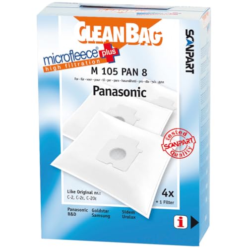 CleanBag M 105 Pan 8 Vacuum Cleaner Bags, Suitable for 2 E AMC 8 °F 96 D 1300