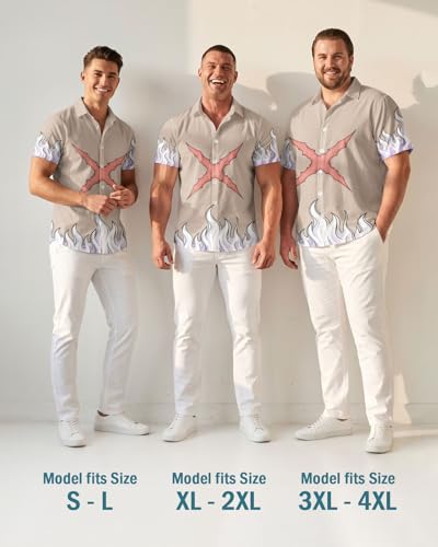Image of 99TIMORO Tropical Printed Men's Hawaiian Shirts Short Sleeve Top | Culture Character Button Down Shirt Lightweight Breathable Beach Vacation Business Casual Summer Gifts Classic Fit
