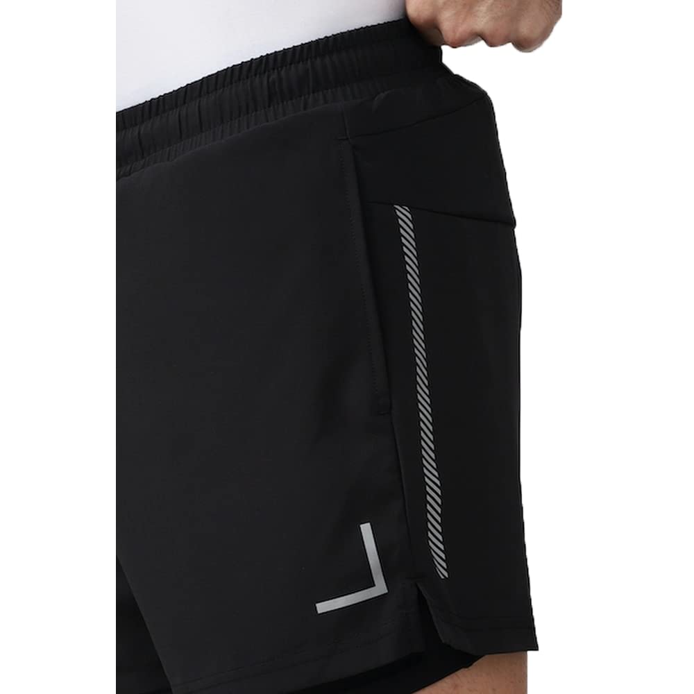 Van Heusen Men Black Solid Casual Shorts 3