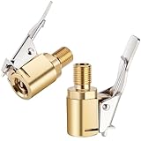 2pcs Tire Air Chuck with Clip Adapter, Brass Tire Inflation Hose Adapter with Locking Tire Nozzle Valve...