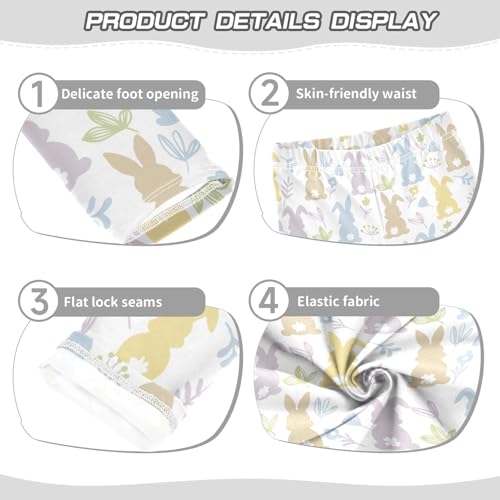 Pastel Bunny Girls Leggings,Workout Leggings for Girls Toddler Athletic Leggings Size for 3-10T3