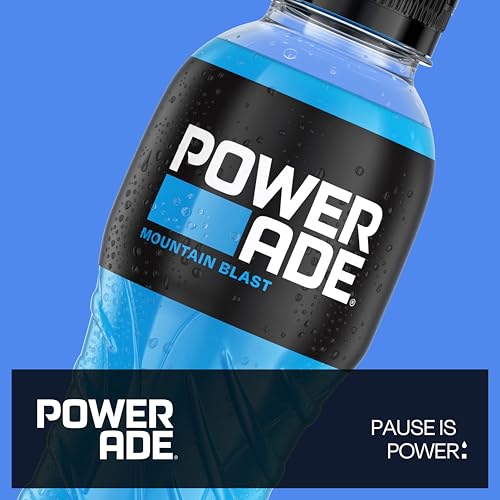 Powerade Sports Mountain Blast, kalorienarmes Sportgetränk mit Fruchtmix-Geschmack, mit Elektrolyten, Sport Drink in stylischen Einweg Flaschen (12 x 500 ml) 6