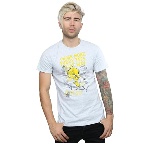 Image of LOONEY TUNES Men's Tweety Pie More Puddy Tats T-Shirt Medium Sport Grey