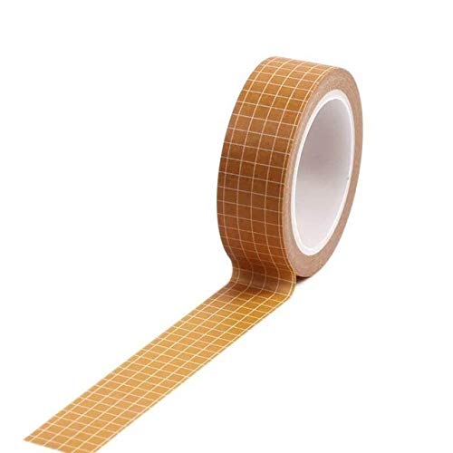 Wzrx7 - shop Decorative Tapes/Colorful Grid Washi Tape Paper/DIY Planner 1.5cm Wide Masking Tape Adhesive Tape Sticker Decorative Stationery Tape (Color : Brown)