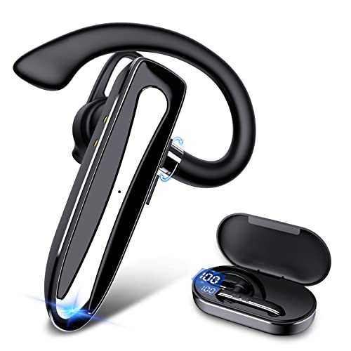 Bluetooth Headset V5.1 Bluetooth Earpiece for Cell Phones with Charging Case Hands-Free Single Ear Headset with CVC8.0 Noise Canceling Mic for Office/Driving Compatible with Android/iPhone/Laptop