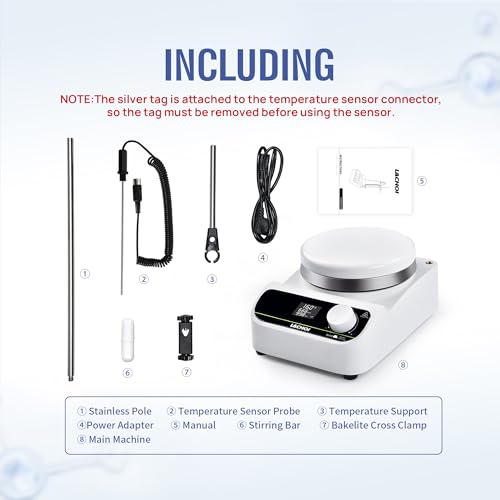 LACHOI LCD Lab Hot Plate Magnetic Stirrer 1500RPM Max 280℃ 5.3\" Hotplate Stirrer Max 5000ml Digital Magnetic Stir Plate Magnetic Mixer with Temp Probe Sensor - Thumbnail 6