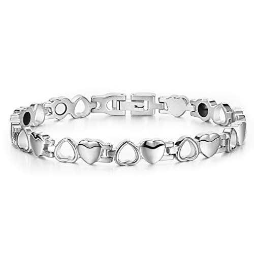 SHEGRACE Bracelet Femme Bracelet Acier Inoxydable Bracelet Magnétique de Santé Bijoux Cadeau pour Femme Noël de Thanksgiving Dames Madies Petite Amie Soeur Taille Ajustable Cover