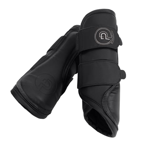 Guêtres Eskadron simili cuir noir platine 2025 : équipement de protection pour cheval de sport