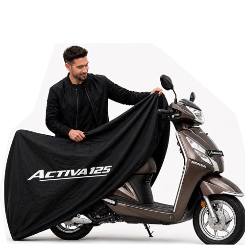 Image of Kayme Motorcycle Cover Waterproof Heavy Duty All Weather, Quad 4 Wheeler Cover Sun Rain Snow Protection (Mid-Black, Activa 125)