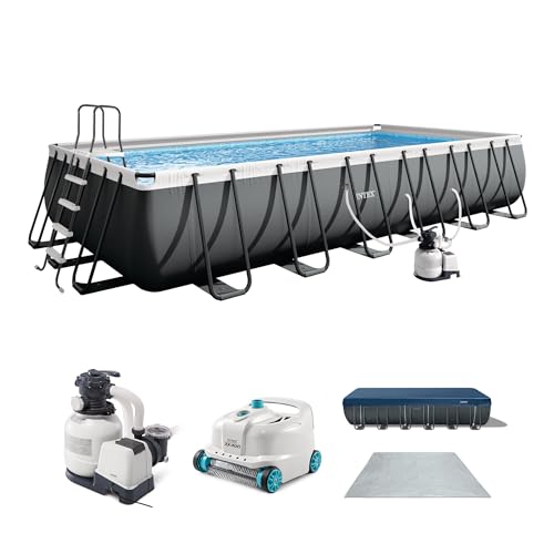 INTEX 26363EH Ultra XTR 24ft x 12ft x 52in Above Ground Swimming Pool Set with Sand Filter Pump and Deluxe Automatic Vacuum Cleaner
