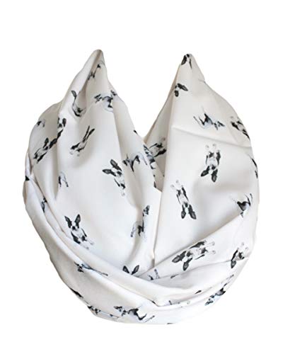 Etwoa Boston Terrier Cream Infinity Scarf Circle Loop Scarf2