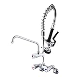 MaxSen Commerical Sink Faucet with Sprayer 25'' Height Wall Mount 4" to 8" Adjustable Center Commerc