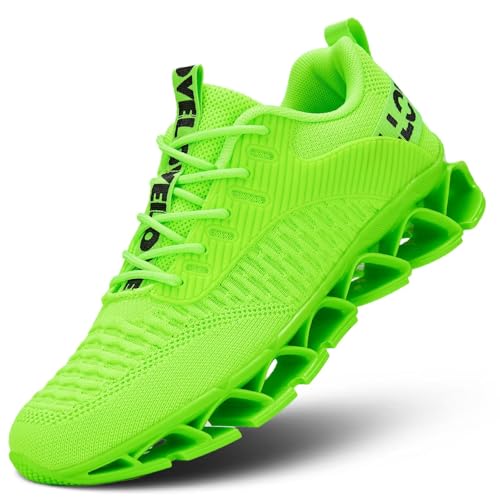 Mens Fashion Sneakers Lightweight Breathable Mesh Running Shoes Blade Non Slip Soft Sole Casual Athletic Walking Shoes Fluorescent-Green