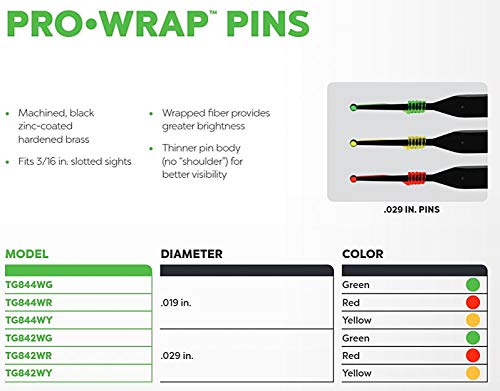 Truglo Pro-Wrap Pin .019 Lightweight Precision-Machined All-Steel Bow Sight Pins Compatible With 3/16" Slotted Sights, Yellow #TOP4