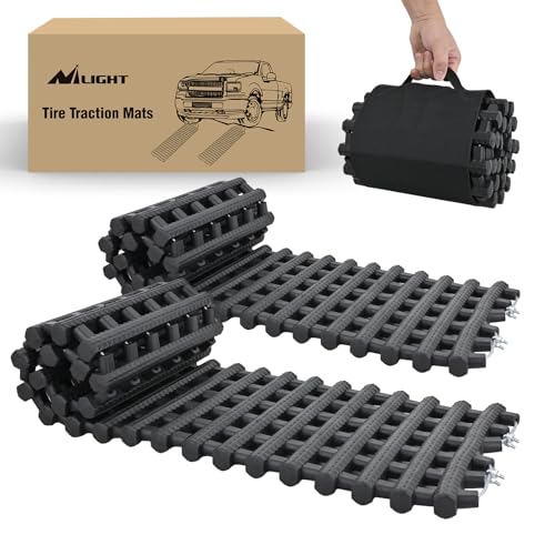 Nilight Tire Traction Mats 7 Ton Heavy-Duty Recovery Tracks for Off-Road 4X4 SUV Truck & Van in Snow Mud Ice & Sand 39Portable Emergency Devices with Storage Bag (2 Pack)