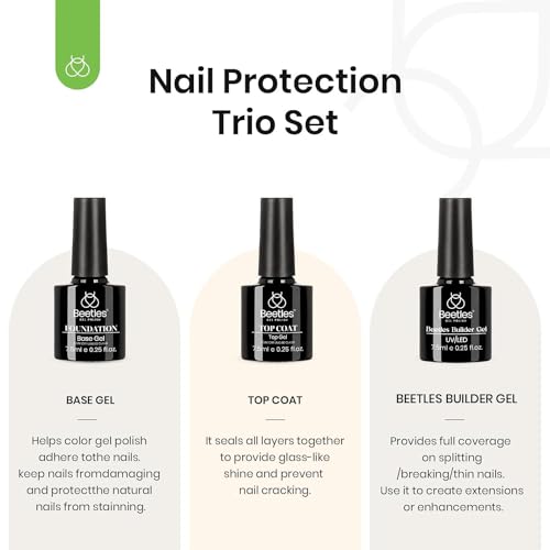 Beetles Gel Polish HU-XI-201 Beetles 3 Pcs Beetles Builder Gel No Wipe Base Top Coat Set thumb #2