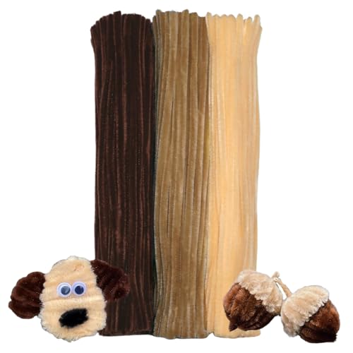 Harmoso 300pcs Brown Pipe Cleaners Bulk - Fluffy Craft Pipe Cleaners for Arts & Crafts, Ideal for Making Flowers, Animals & Decorations (12 x 0.24 inches)