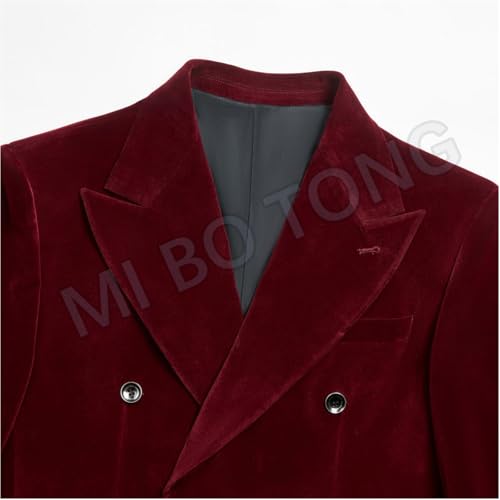 Mens Double Breasted Velvet Blazer Jacket Notch Lapel Dinner Coat Wedding Party Tuxedos Jacket Casual Wear4