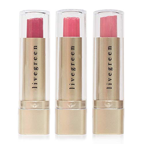 Live Green Lipstick Collection- 3 Piece Gift Set, Flower Embossed Pink Shades, Velvet Matte Lipstick, for Women and Girls