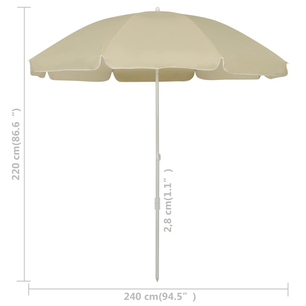 Strandschirm Sandgelb 240 cm Garten Sonnenschirm mit Kippmechanismus für flexiblen Sonnenschutz