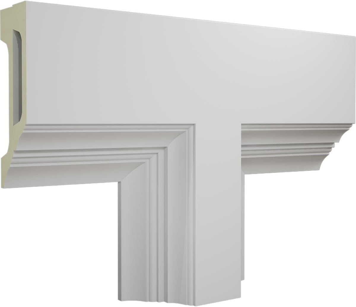 Ekena Millwork CC08PTE04X14X20DE Perimeter Tee for 8" Deluxe Coffered Ceiling System (Kit), 14"W x 4"P x 20"L, Primed