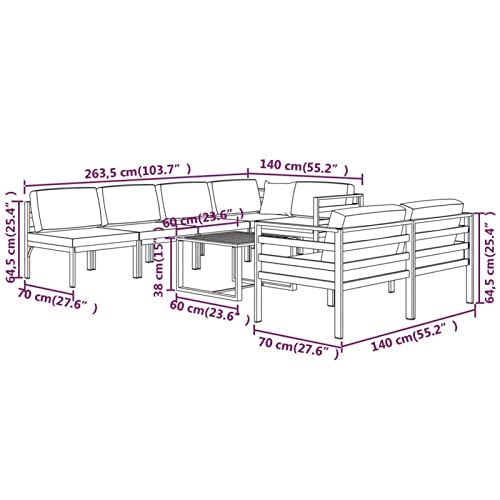 Festnight Gartenlounge Aluminium Lounge Gartenmöbel Set Alu Loungemöbel Terrasse Gartensofa Terrassenmöbel Sitzgruppe… – Bild 8