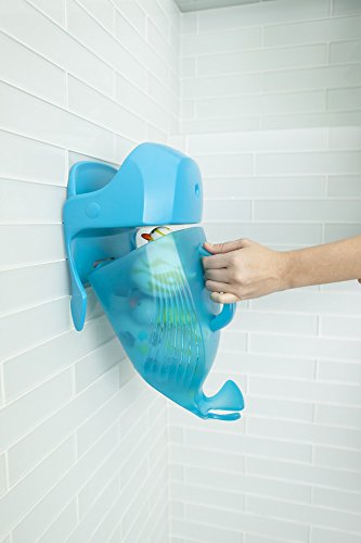 Boon WHALE POD Mini Scoop Toddler Bath Tub Wall Toy Storage and Drain Organizer, Blue