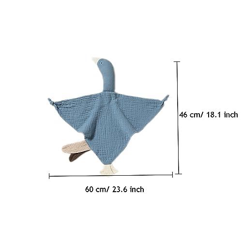 Image of Baby Loveys Security Blankets Cotton Muslin Soft Lovie Cuddly Lovies for Infants Unisex Boy Girls, Cuddle Goose Blue