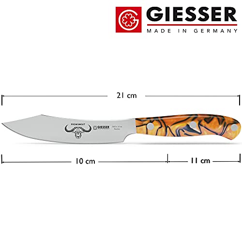 Foto von Giesser seit 1776 - Made in Germany - Spickmesser 10 cm Spicy Orange, PremiumCut Office No 1, Officemesser, Acryl, exotisch, rostfrei, deutsches Grillmesser scharf