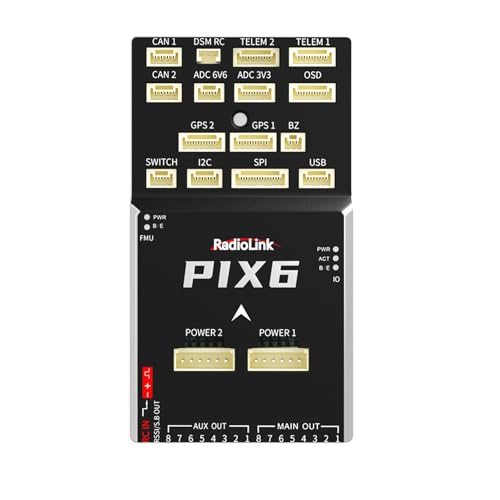 Radiolink PIX6 Flight Controller 16 Kanäle Ausgang, OSD-Modul und Dual-Gyro integriert, Vibrationsdämpfung, FC für Flugzeug/2-8